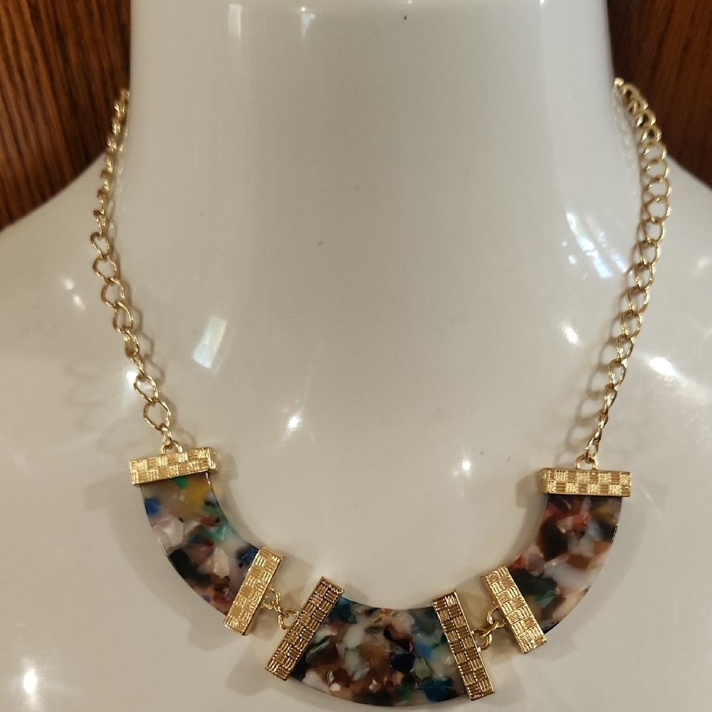 Gold and Multicolor Statement Necklace